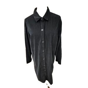 NWT J. JILL WOMENS FRONT BUTTON CORDUROY BLACK SHIRT DRESS SIZE XL